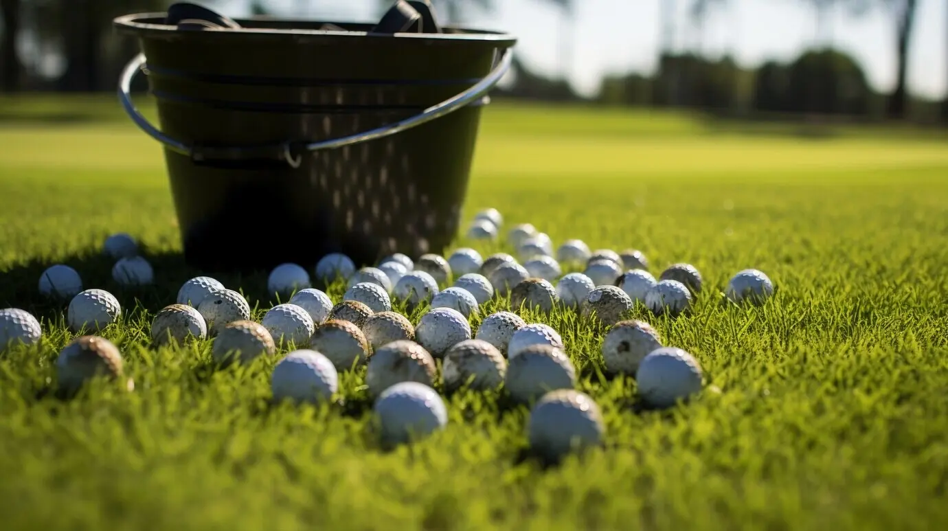 Golf balls in a natural setting